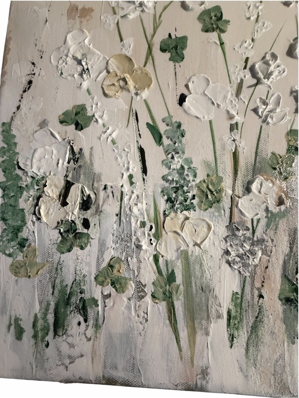 Original Artwork Acrylic on Canvas Wildflowers against Light Textured Background - Picture 4 of 14